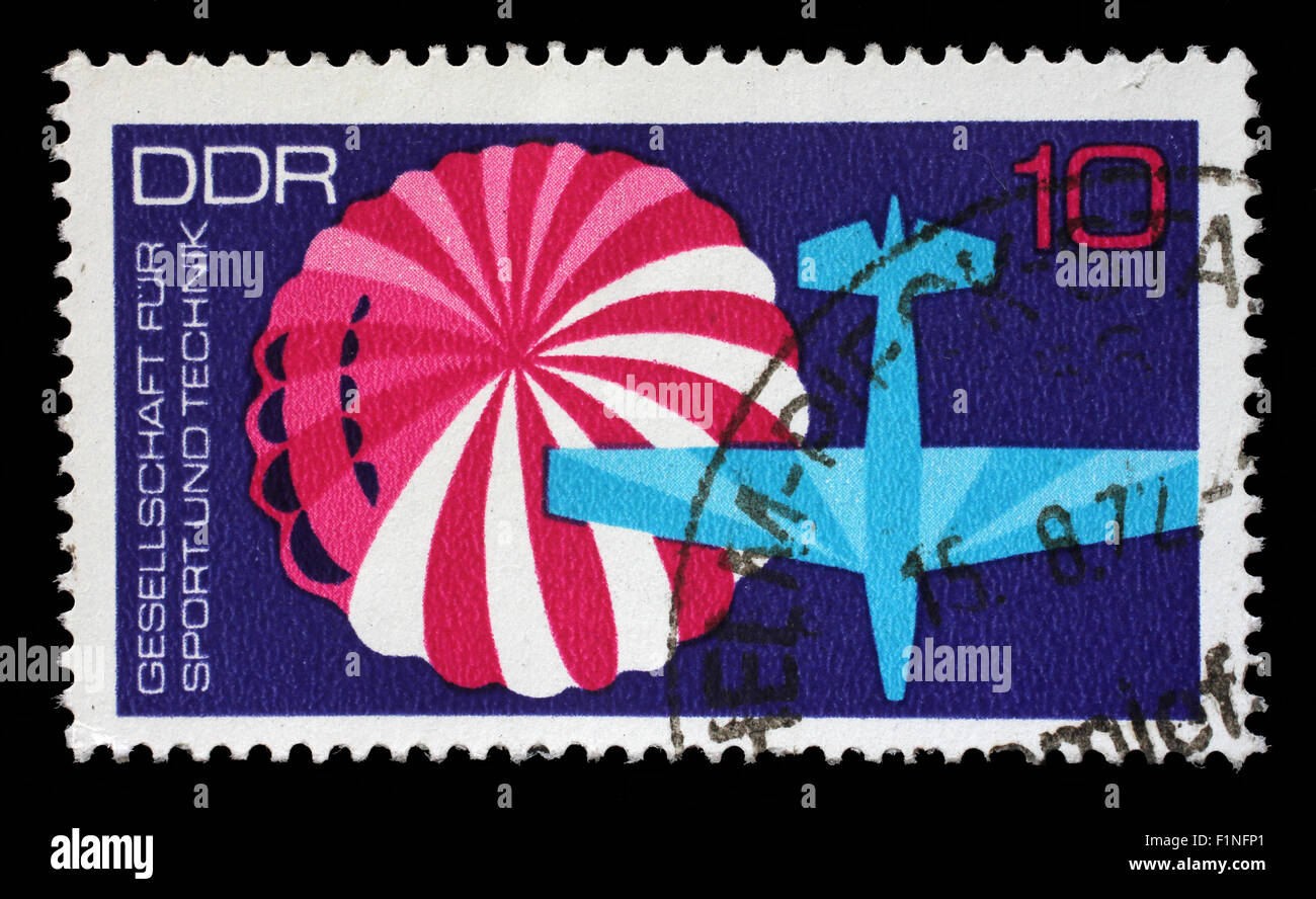 Stempel in die DDR von der Gesellschaft für Sport und Technik Ausgabe, ca. 1972 gedruckt. Stockfoto Stempel in die DDR von der Gesellschaft für Sport und Technik Ausgabe, ca. 1972 gedruckt. Stockfoto