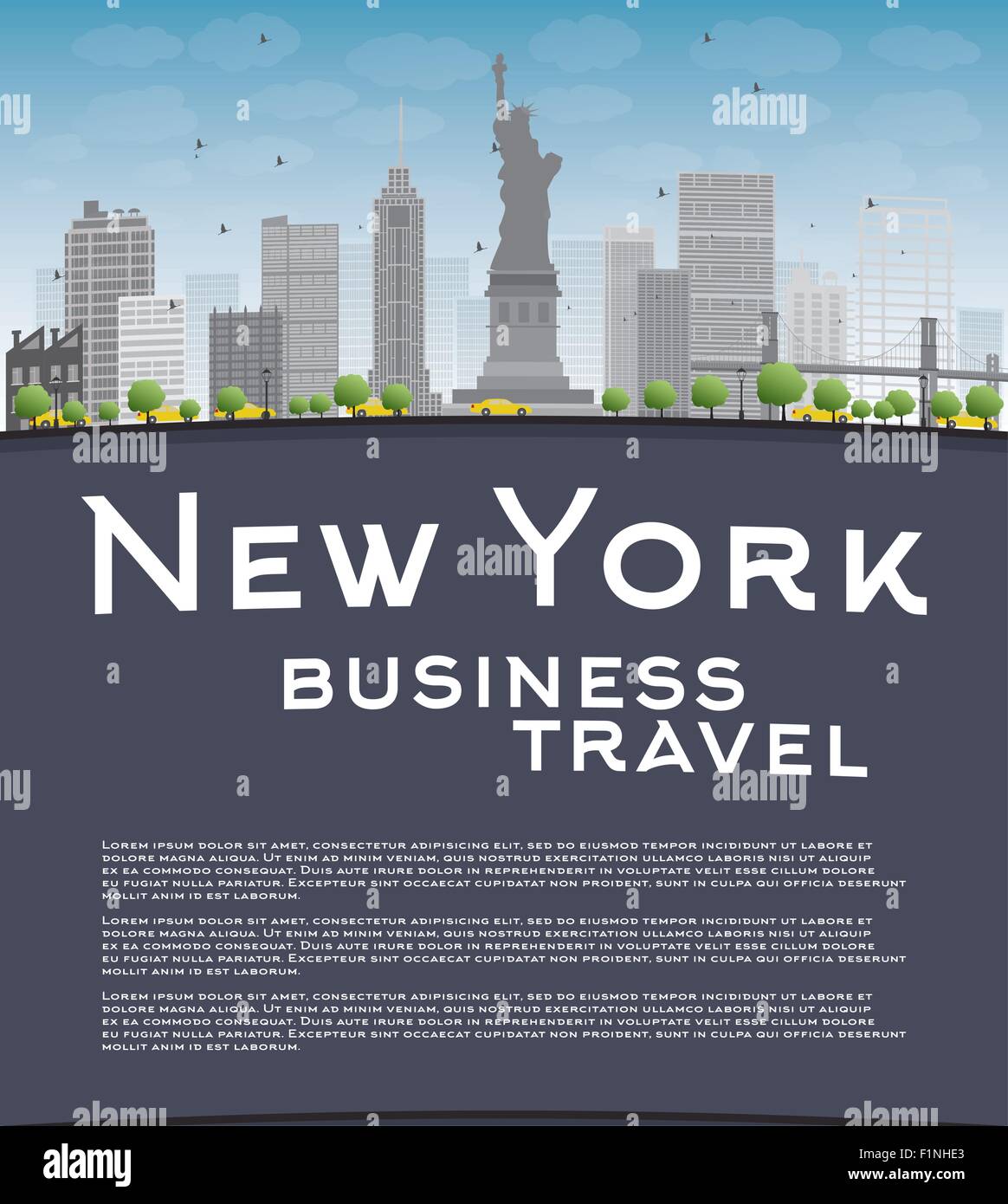 New Yorker Skyline mit dem blauen Himmel, Wolken und Kopie Raum. Business Travel-Konzept. Vektor-illustration Stock Vektor