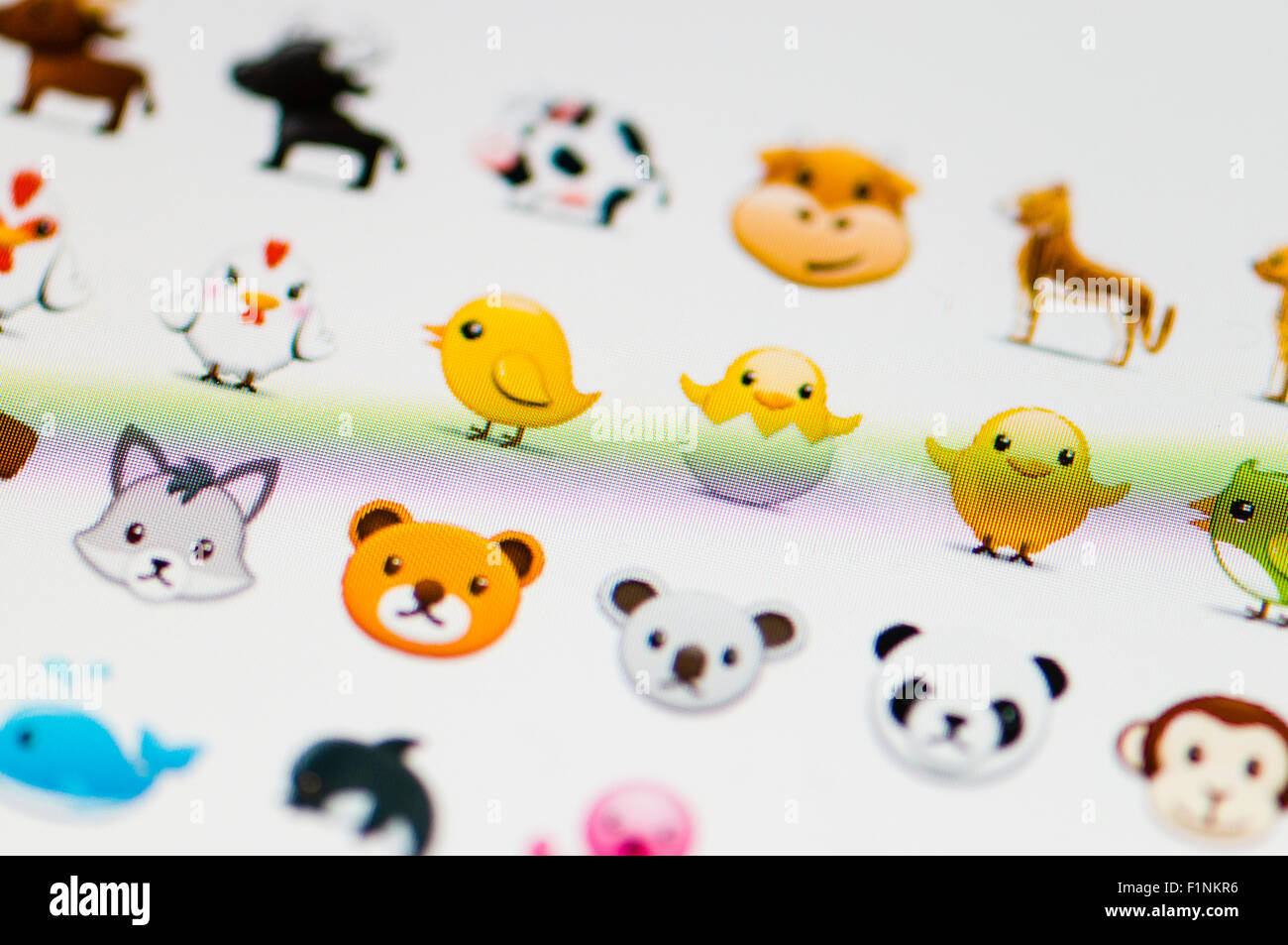 Anzeige verschiedener tierischer emojis Stockfoto