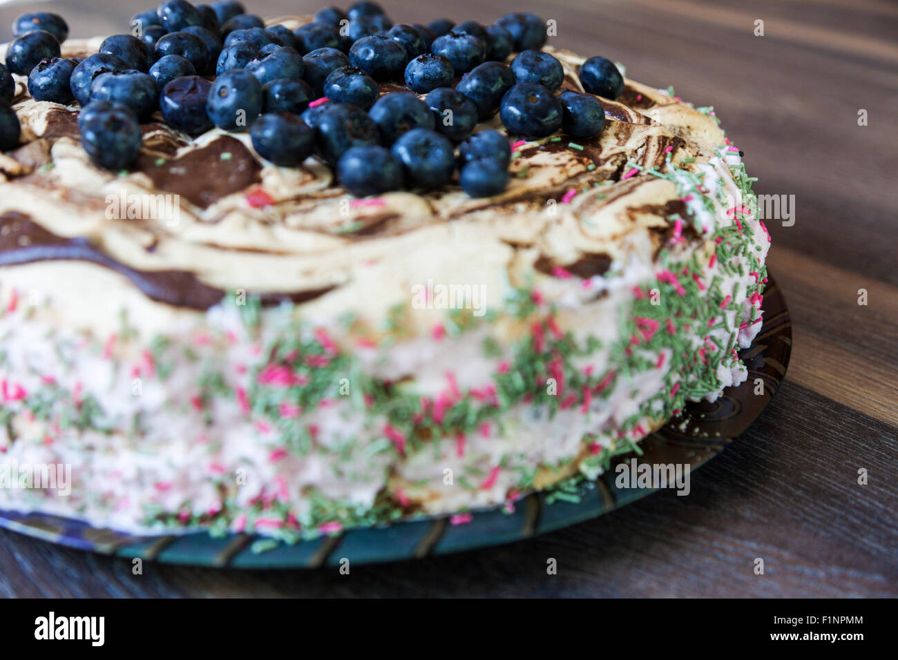 Hausgemachte Kuchen mit Heidelbeeren Stockfoto