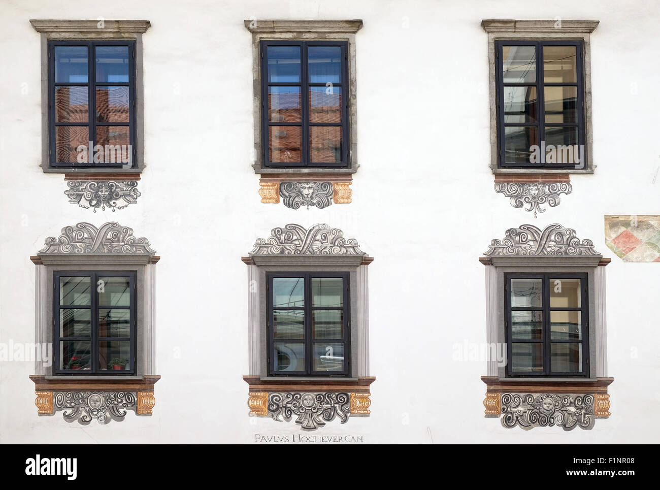 Windows Haus der alten in Ljubljana/Slowenien am 30. Juni 2015 Stockfoto
