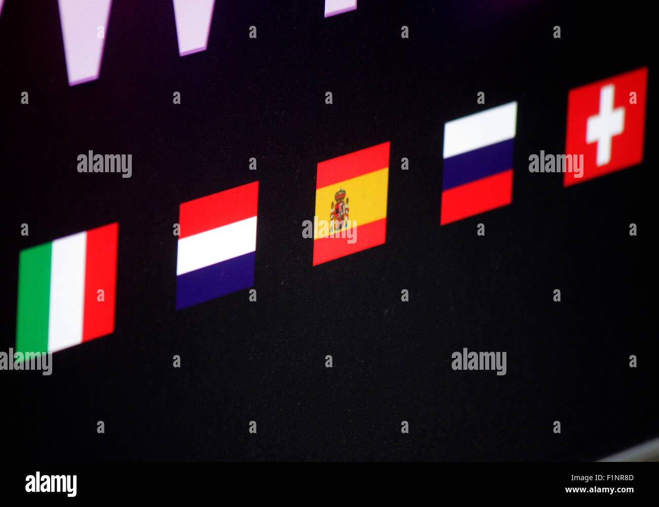 Fahnensymbole von Italien, Frankreich, Spanien, Russland Und der Schweiz, Berlin. Stockfoto