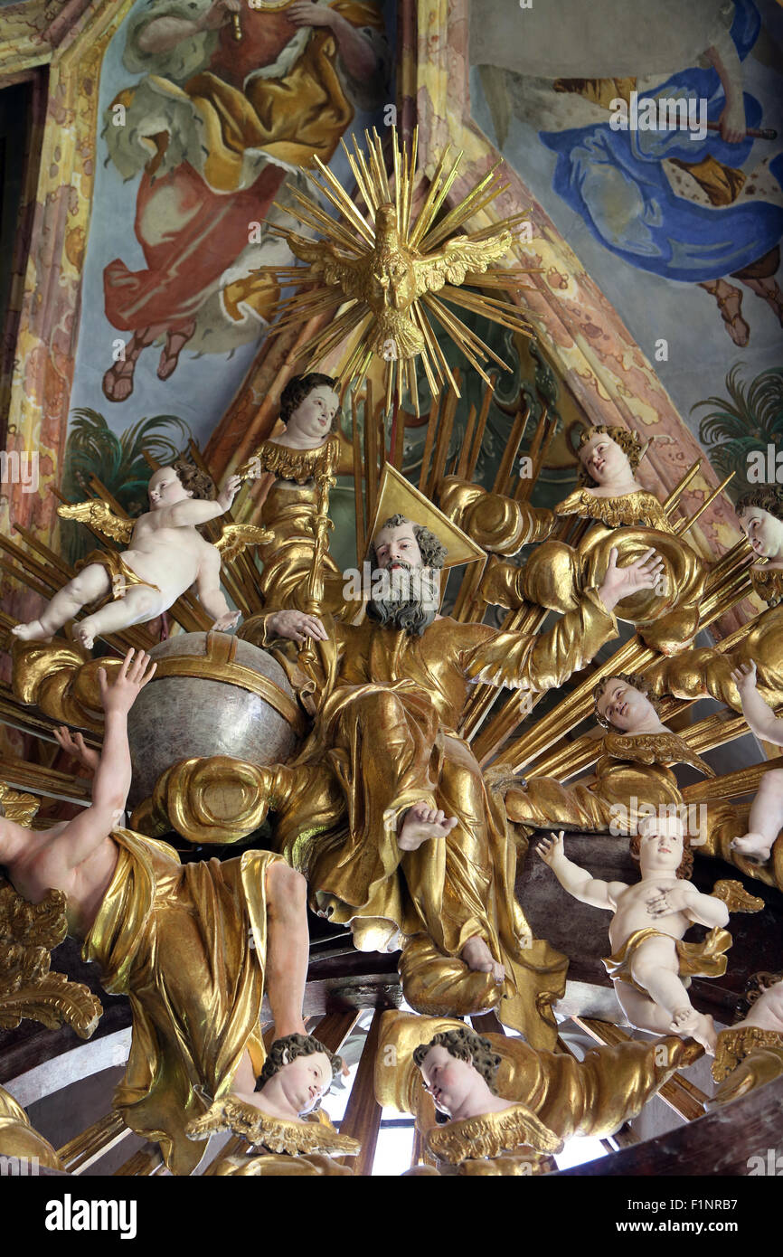 Gott der Vater, Altar in der Kirche der Unbefleckten Empfängnis der Jungfrau Maria in Lepoglava, Kroatien Stockfoto
