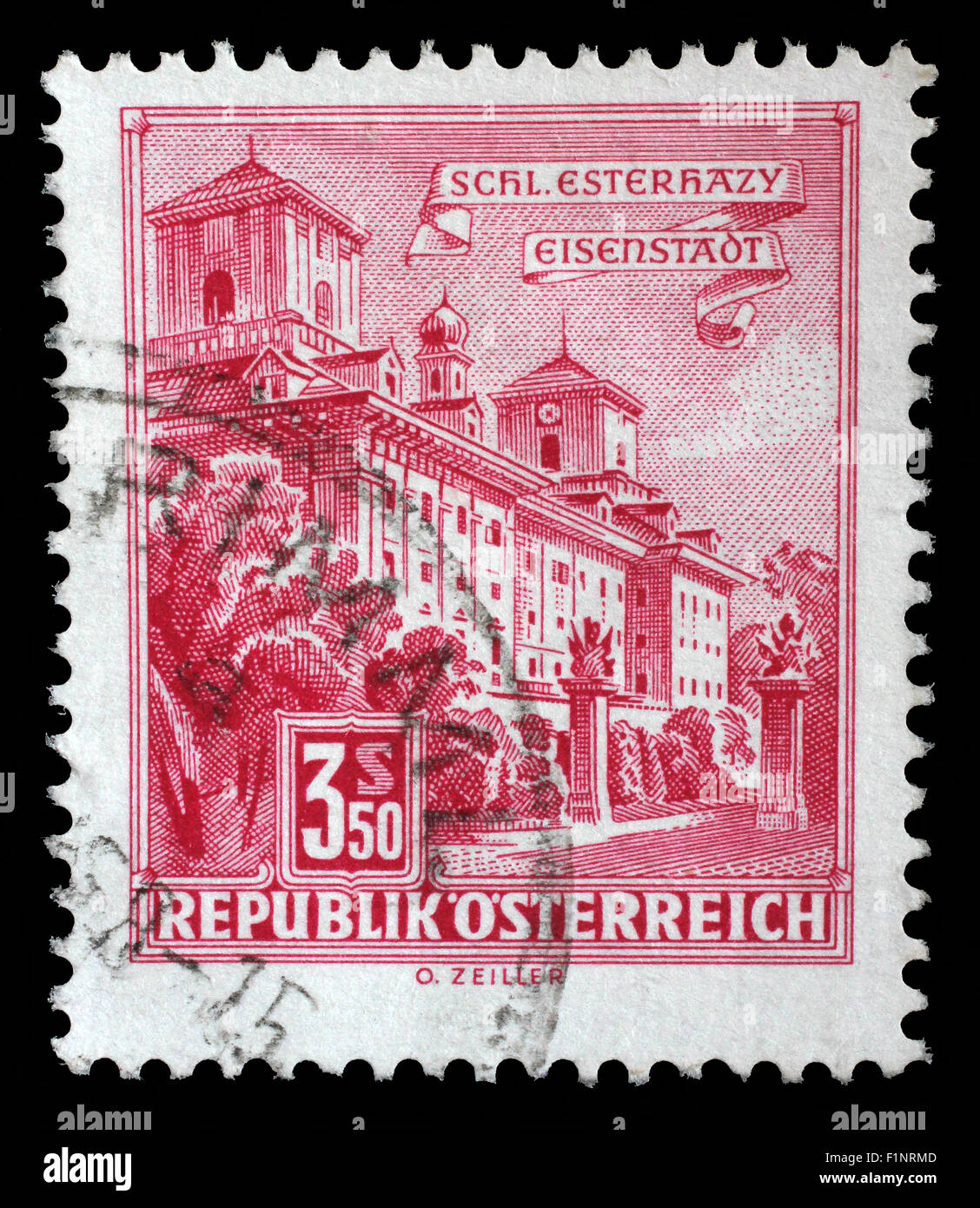 Briefmarke gedruckt in Österreich zeigt Schloss Esterhazy, Eisenstadt, ca. 1962 Stockfoto