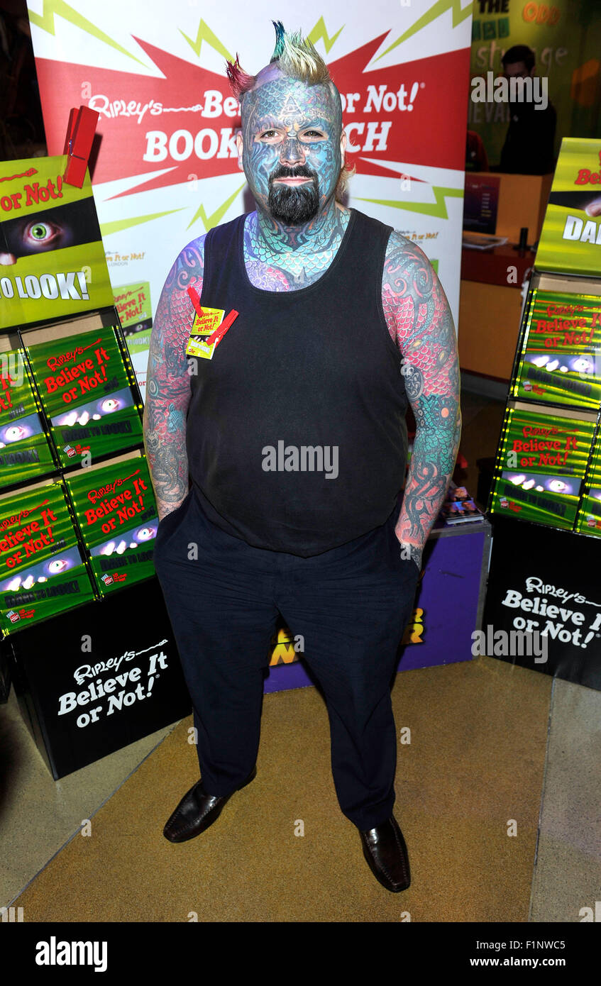 Mathew Whelan, die änderte seinen Namen zu "König der Tinte Land König Körper Kunst der extremen Ink-Ite'has 80 % der Körper mit Tätowierungen bedeckt Stockfoto