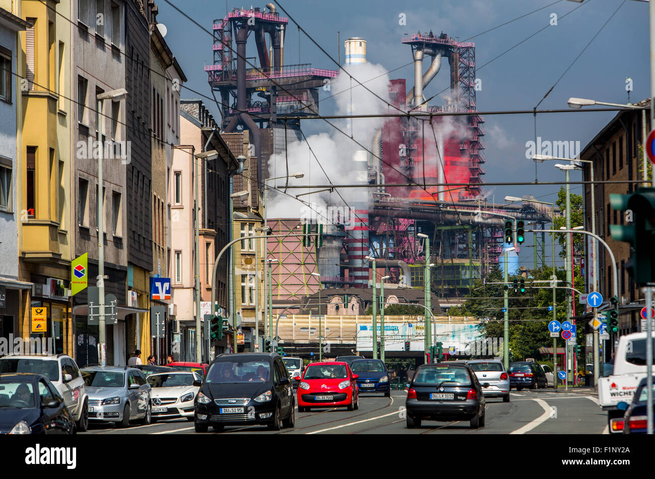 Stahlwerk in Duisburg, ThyssenKrupp Steel, Hochöfen, 8 und 9, Friedrich-Ebert-Straße in Duisburg Beeck, Stockfoto