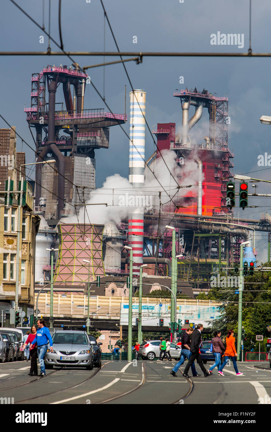 Stahlwerk in Duisburg, ThyssenKrupp Steel, Hochöfen, 8 und 9, Friedrich-Ebert-Straße in Duisburg Beeck, Stockfoto