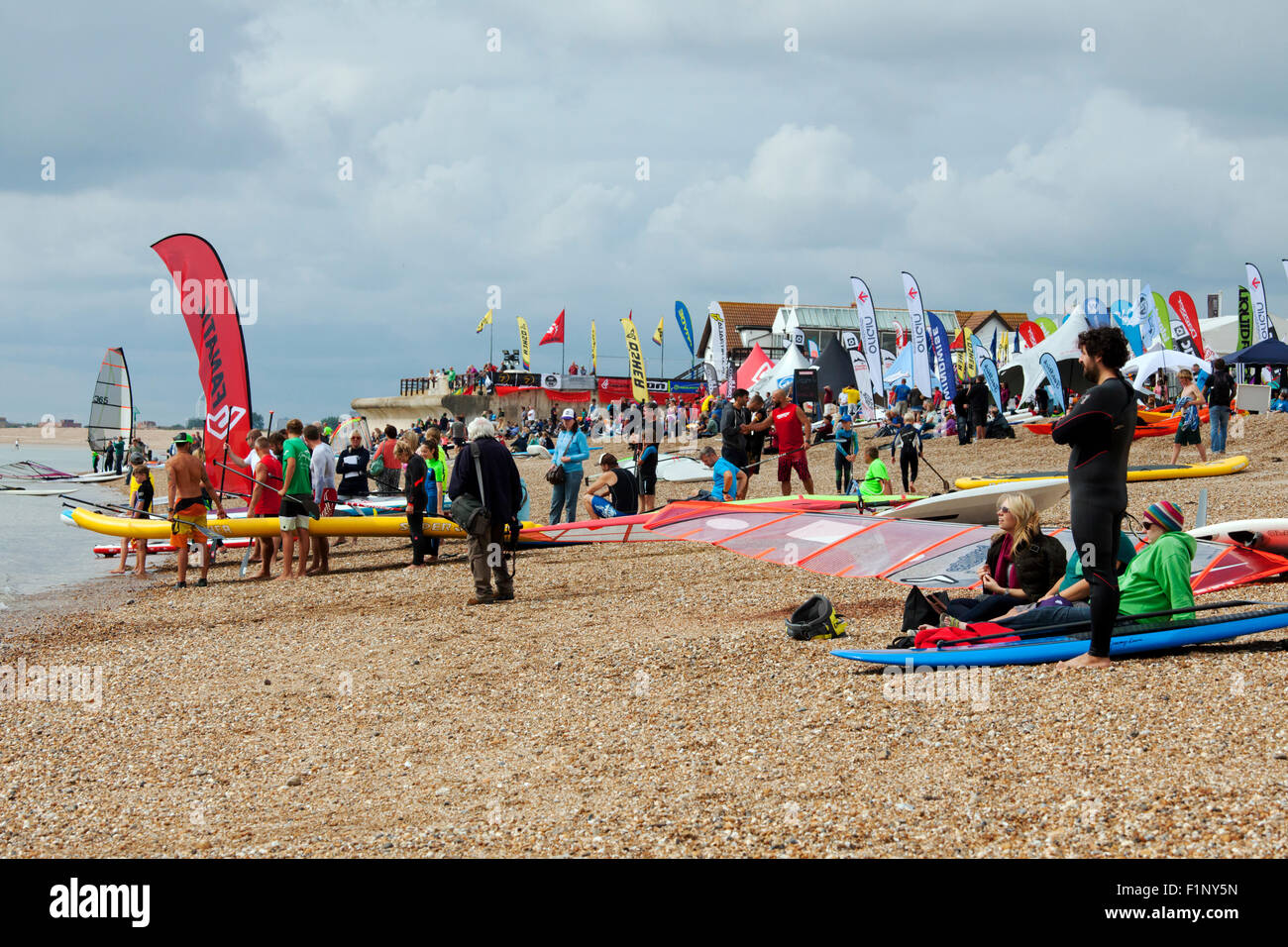 Competitiors am National Watersports Festival, Hayling Island, Hampshire UK. 5. September 2015. Stockfoto