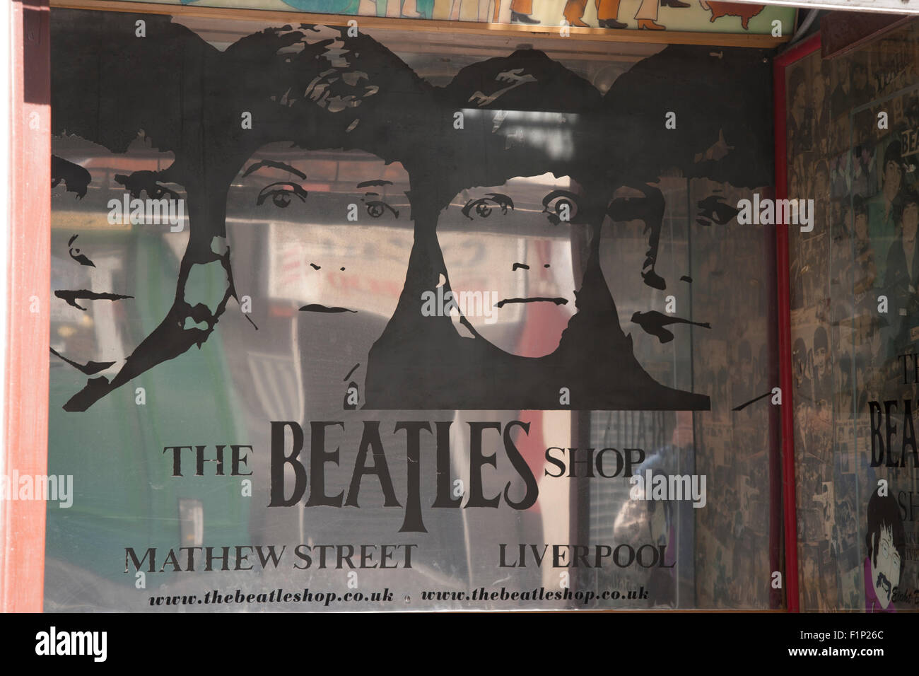 Die Beatles Shop, Matthew Street, Liverpool, England, UK Stockfoto