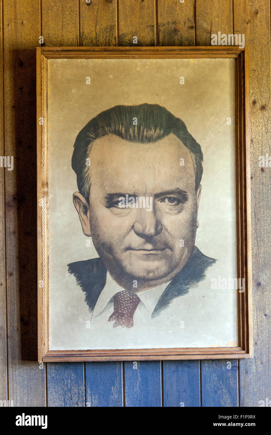 Tschechoslowakei Kommunist. Porträt von Klement Gottwald, erster kommunistischer Präsident (1948-1953) Vojna Memorial, ein Museum der Opfer des Kommunismus Pribram Stockfoto