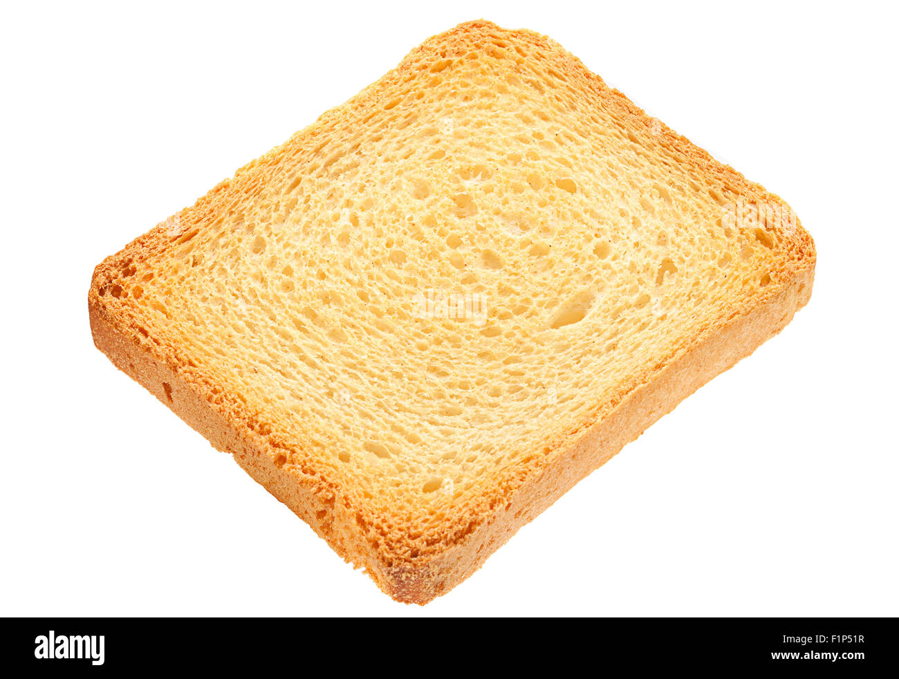 Geröstete Brotscheibe isoliert auf weißem Hintergrund Stockfoto