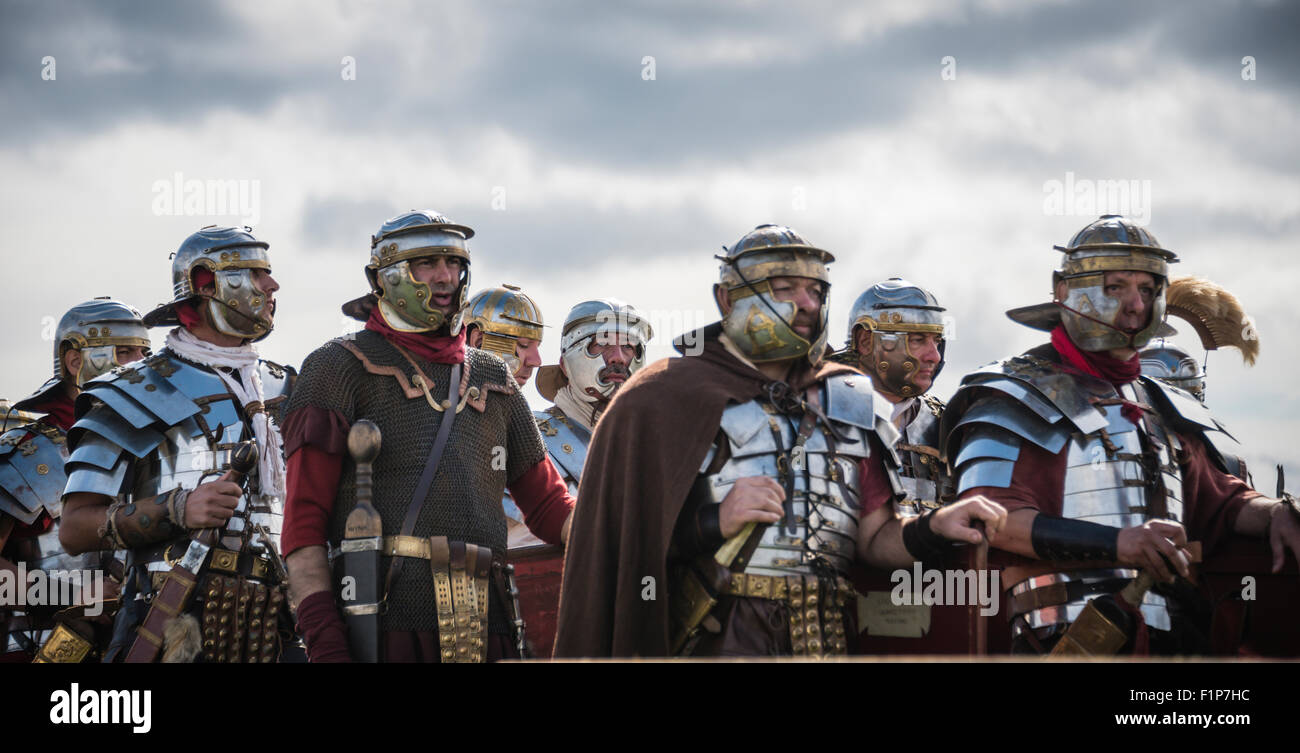 Hadrian Wall Live! -Die großen römischen Soldaten-Veranstaltung.  Birdoswald, Cumbria, 5. September 2015. Stockfoto