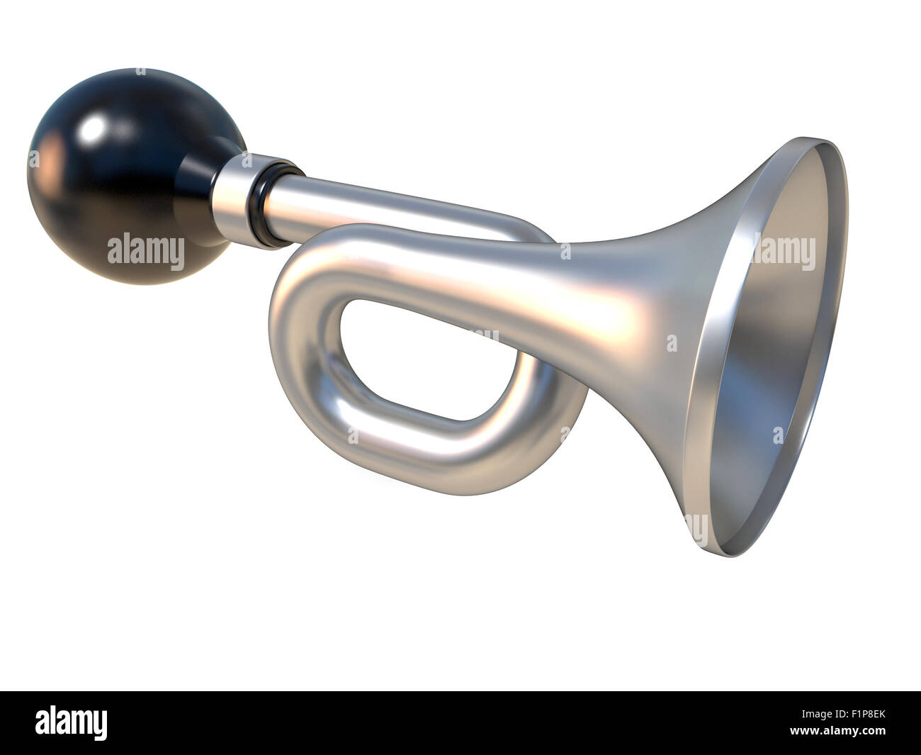 Vintage Drucklufthorn mit Gummiball. Klaxon. 3D-Render Abbildung isoliert auf weißem Hintergrund Stockfoto