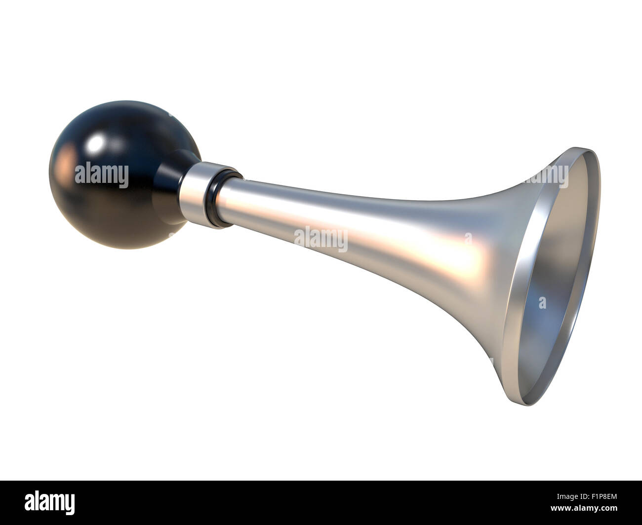 Vintage Drucklufthorn mit Gummiball. Klaxon. 3D-Render Abbildung isoliert auf weißem Hintergrund Stockfoto