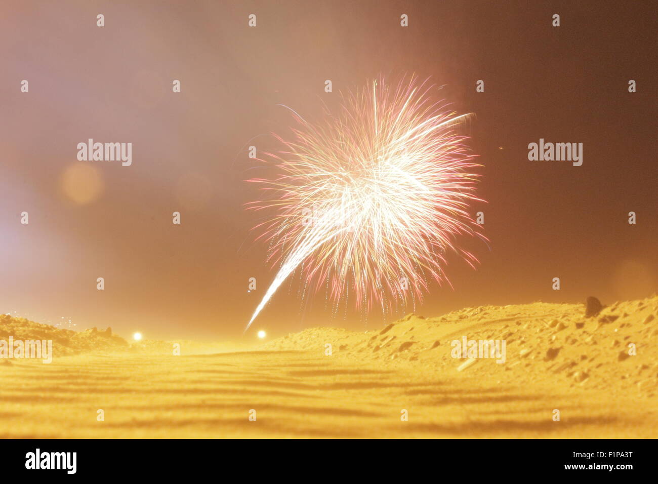 30 Sekunden Exposition von Feuerwerkskörpern in Coney Island Stockfoto
