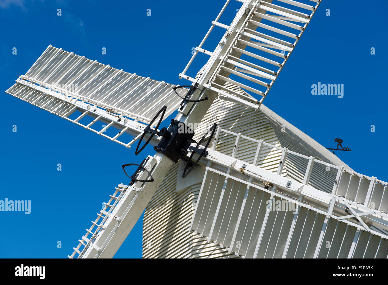 Die Segel (Sweeps) Oldland-Mühle in der Nähe des Dorfes Keymer in West Sussex, UK Stockfoto
