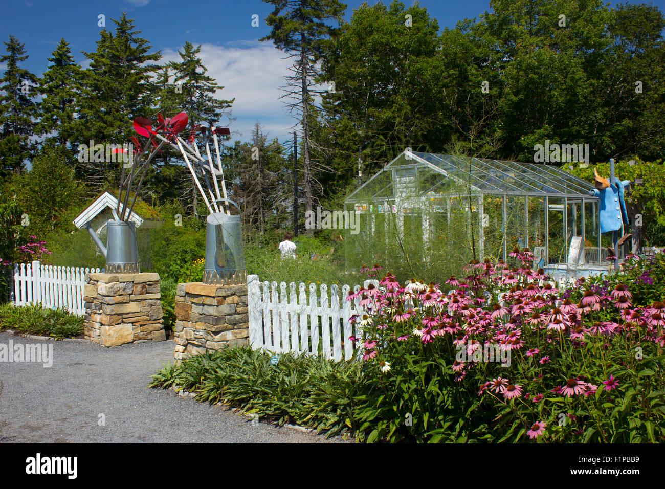 Eintritt in die Kinder-Garten im Coastal Maine botanischen Garten.  Boothbay, Maine. Stockfoto
