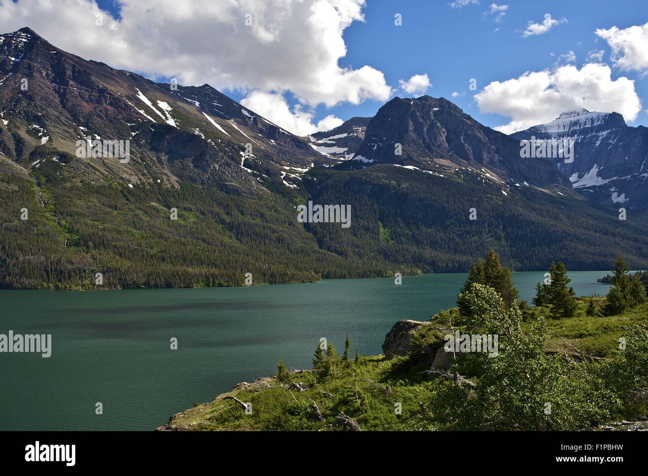 Ostseite der Glacier Nationalpark Saint Mary Lake Glacier National Park, Montana, Vereinigte Staaten von Amerika. berühmte Orte Fotosammlung. US-Natio Stockfoto