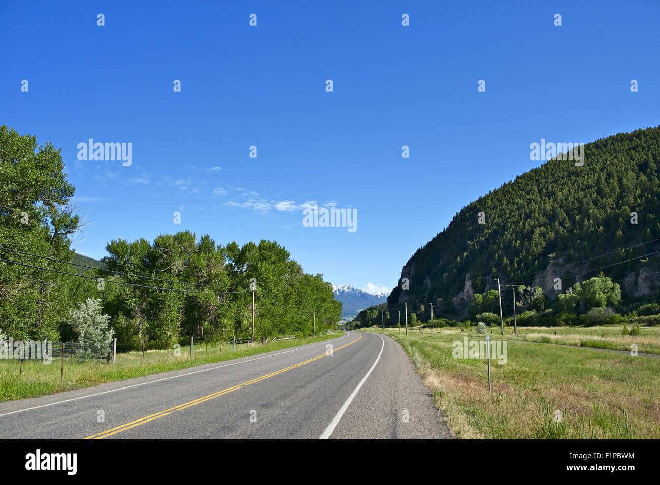 Livingston, Montana, USA Highway 89, Gardiner und Yellowstone National Park. Sommer in Livingston, Mt. Stockfoto
