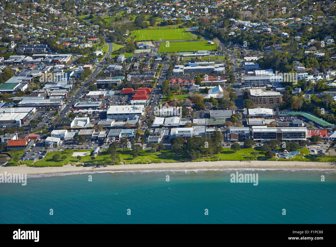 Browns Bay, Auckland, Nordinsel, Neuseeland - Antenne Stockfoto