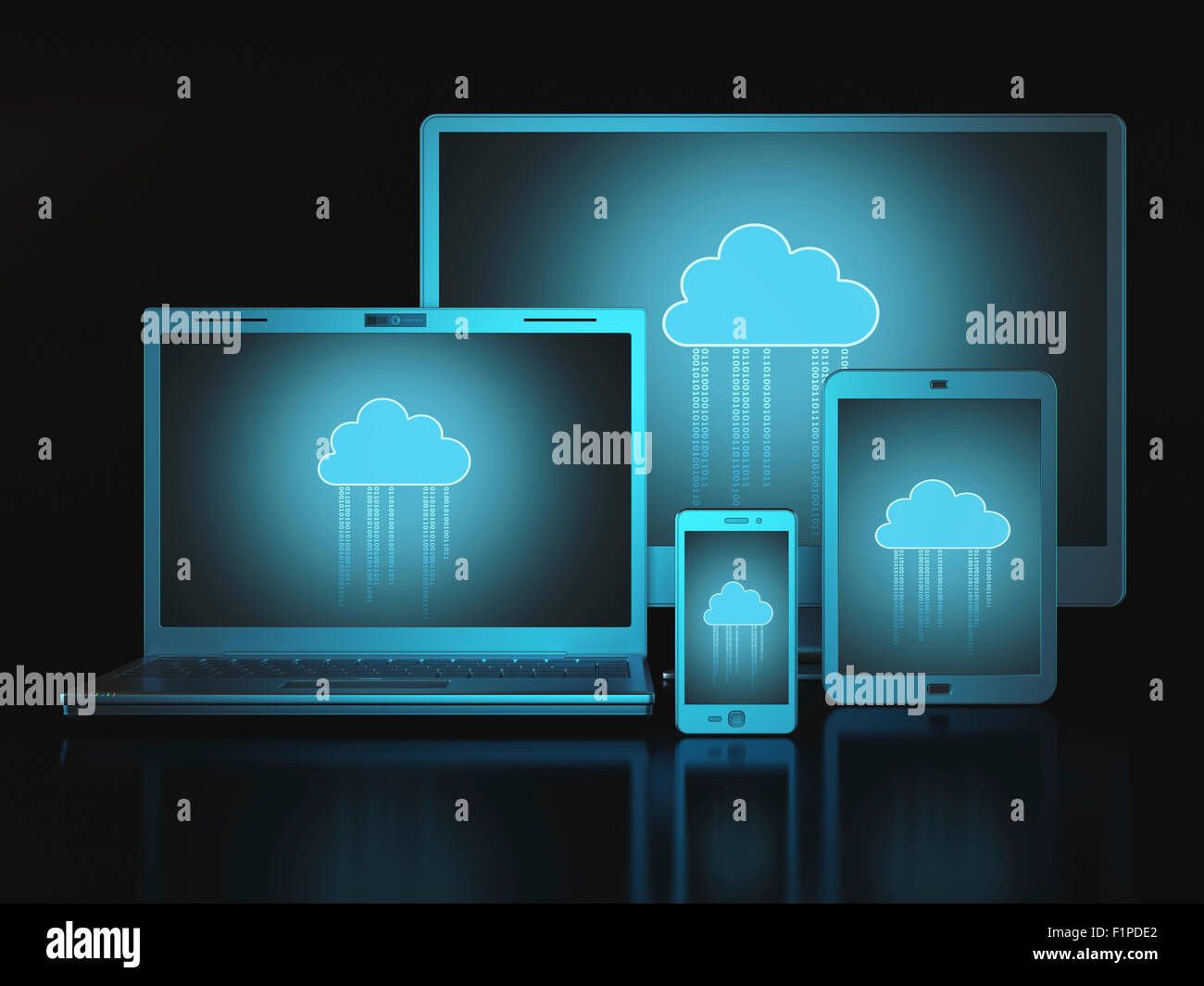 Geräte mit der Cloud Computer Illustration. Stockfoto