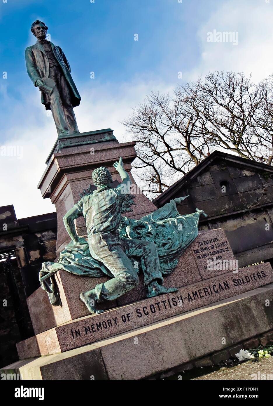 Schottische amerikanische Soldaten Denkmal, alte Calton Gräberfeld, Edinburgh, Schottland. Stockfoto