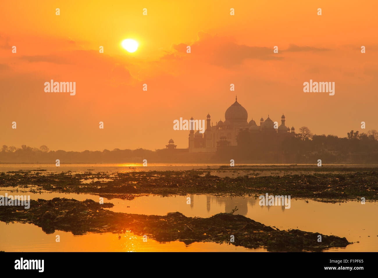 Ein Sonnenaufgang Blick des Taj Mahal in Agra, Indien. Stockfoto