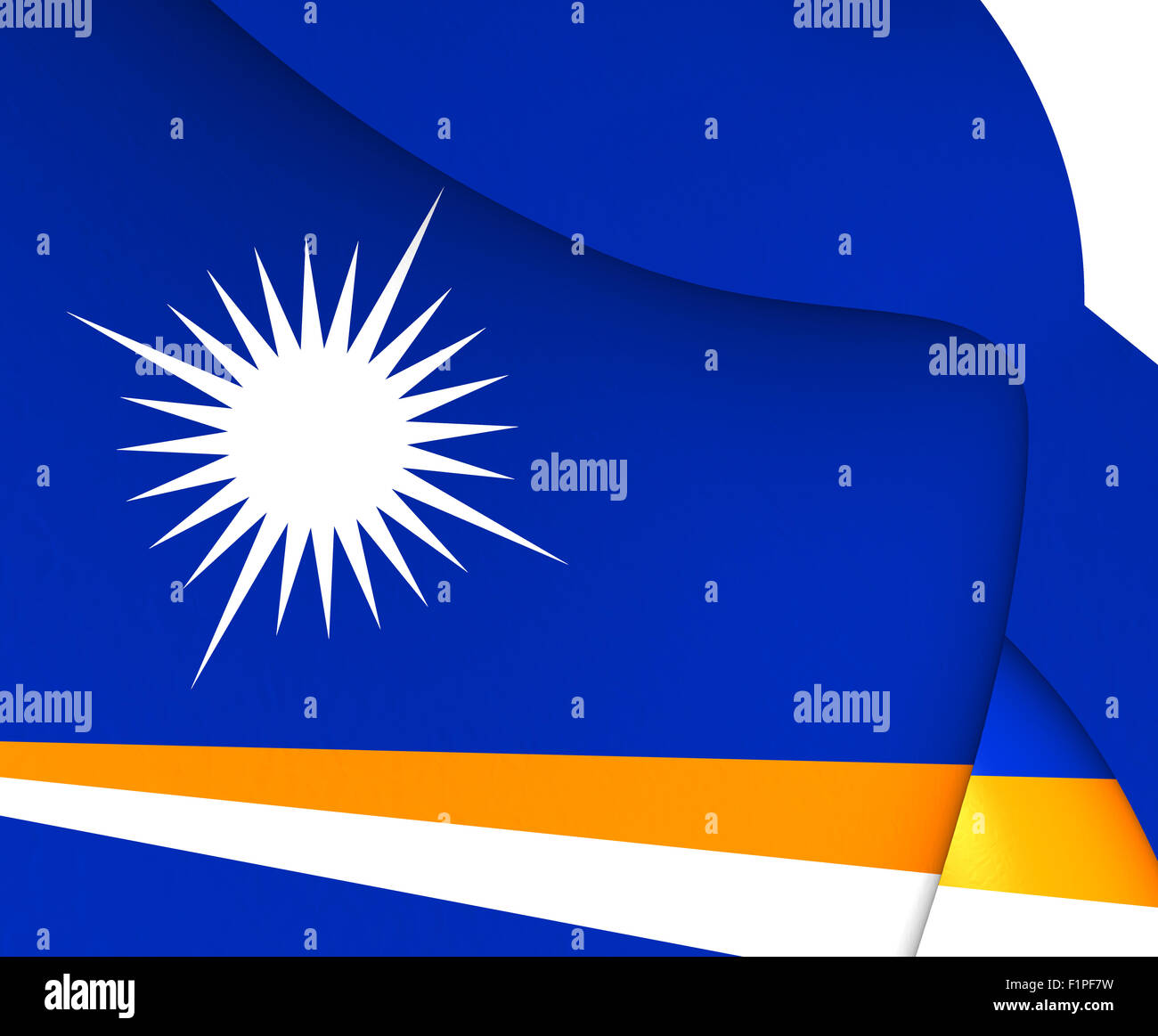 Republik der Marshall Islands Flagge. Hautnah. Stockfoto