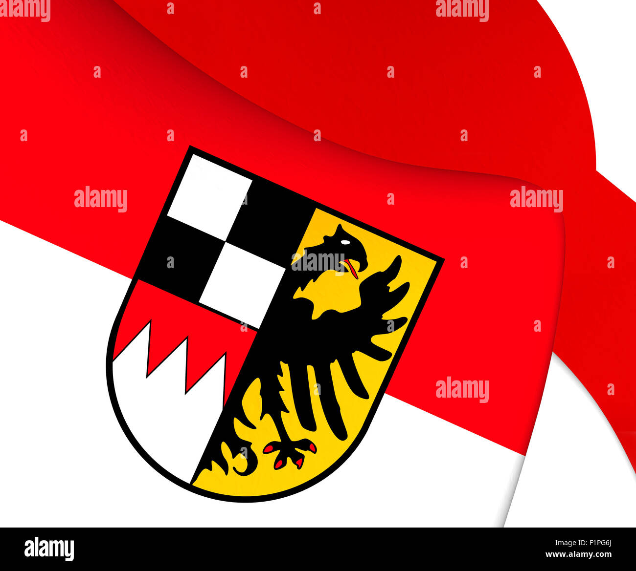 Flagge von Franken, Mitteldeutschlands. Hautnah. Stockfoto