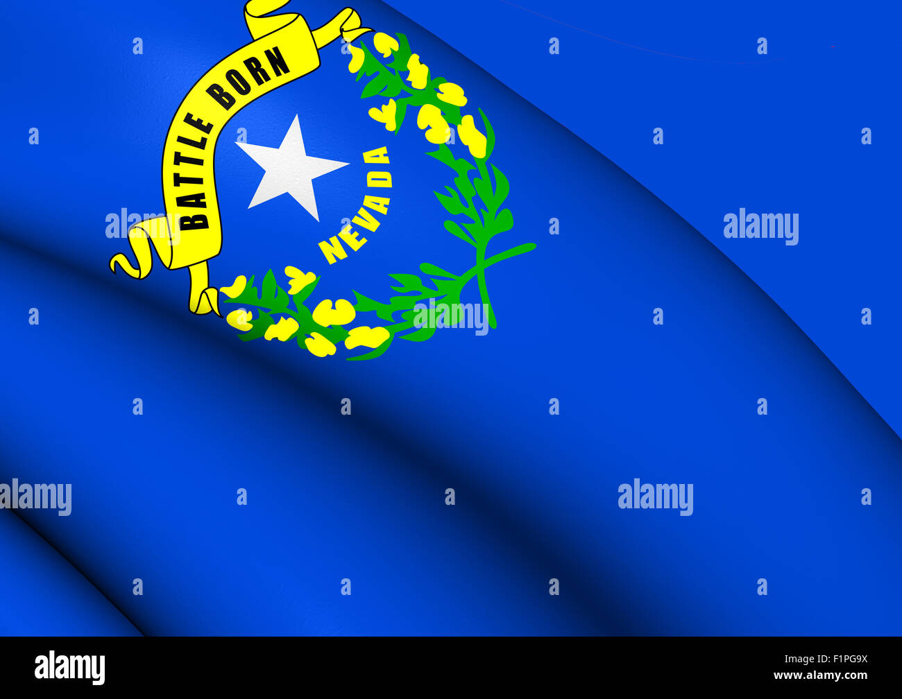 3D Flagge des Staates Nevada, USA. Hautnah. Stockfoto