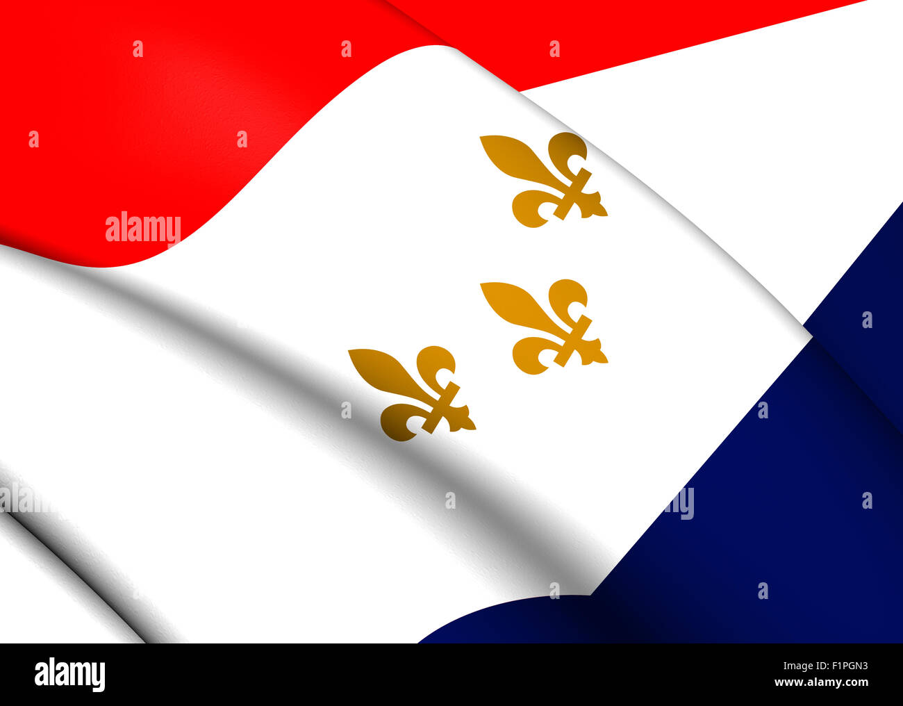 3D Flagge von New Orleans, USA. Hautnah. Stockfoto