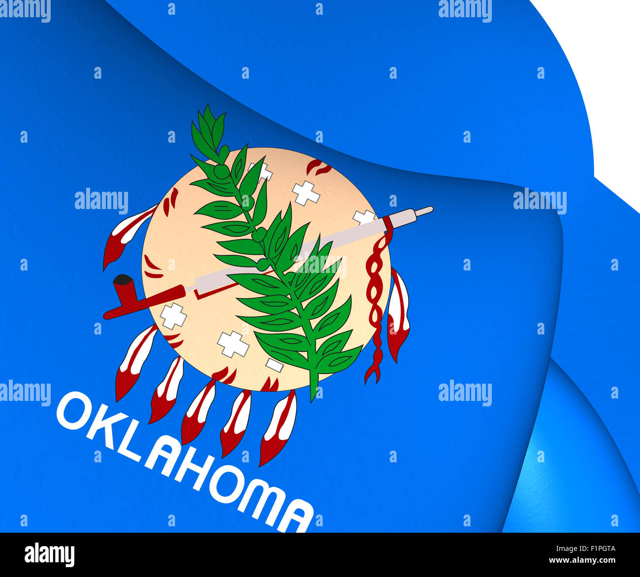 Flagge von Oklahoma, USA. Hautnah. Stockfoto