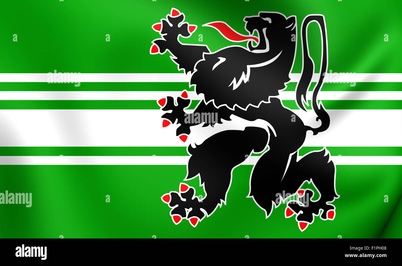 Flagge von Ost-Flandern, Belgien. Hautnah. Stockfoto