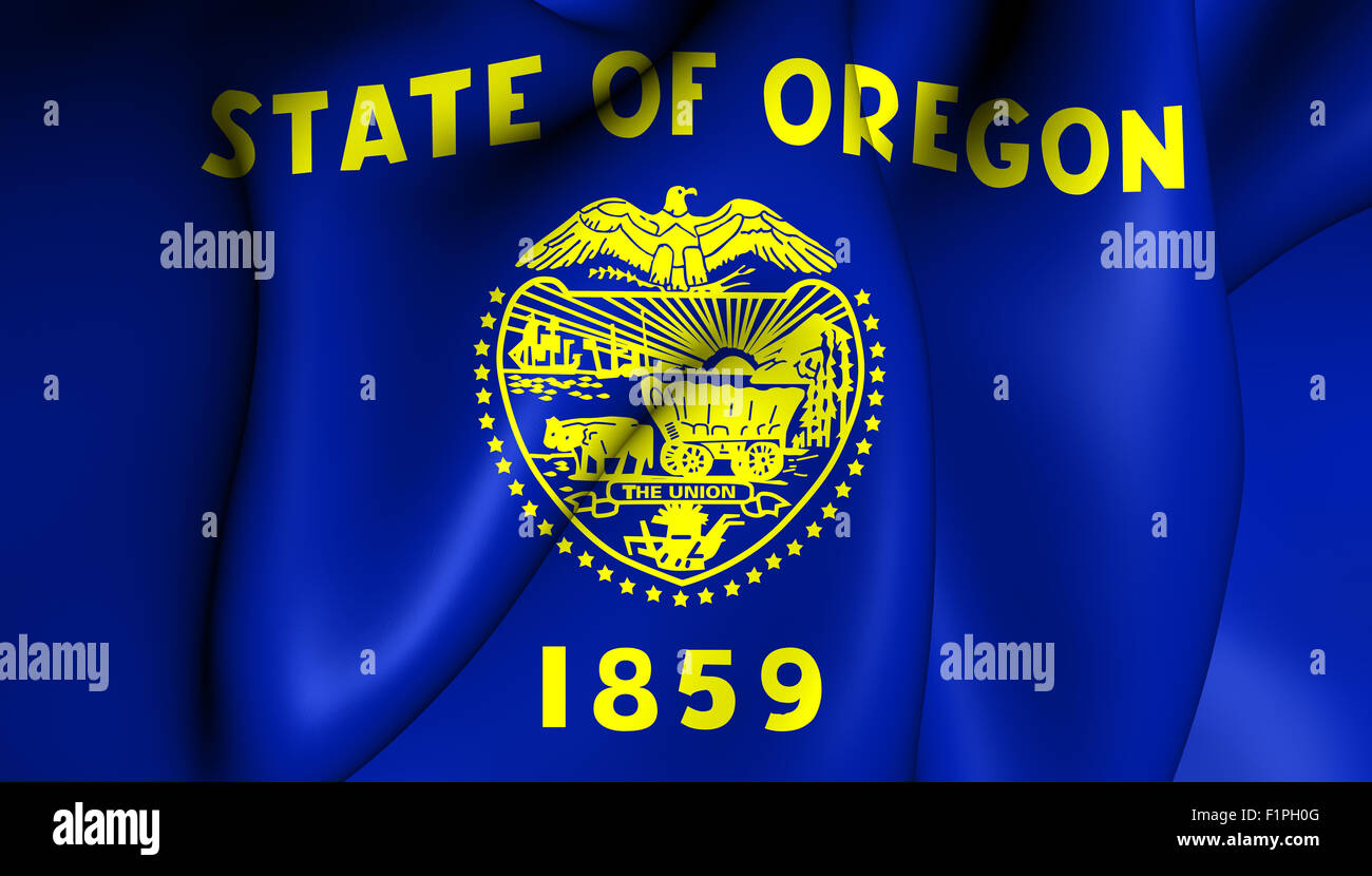 3D Flagge von Oregon, USA. 3D Illustration. Stockfoto