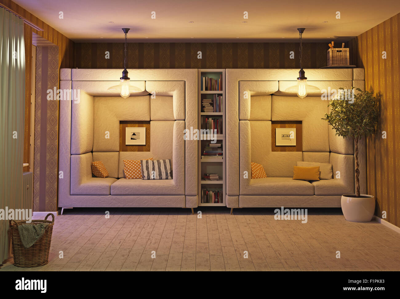 modernes Design Wohnzimmer Interieur. 3D Design-Konzept Stockfoto