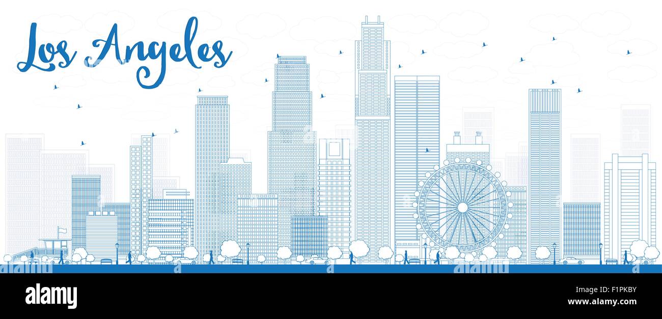 Umriss Skyline von Los Angeles mit blauen Gebäude. Vektor-Illustration Stock Vektor