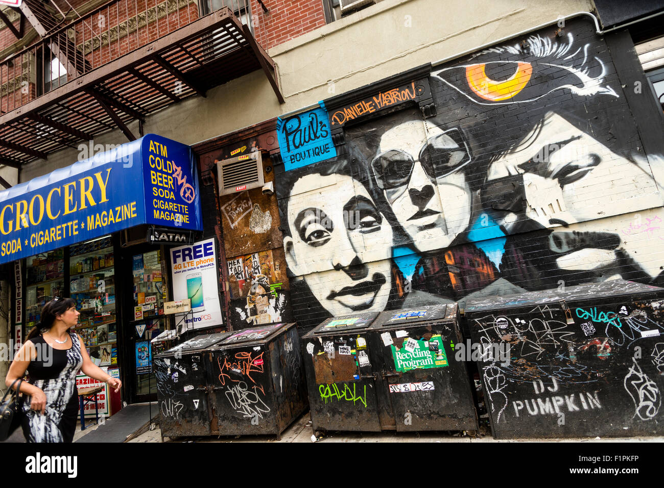 New York, NY - Beastie Boys-Wandbild in der Lower East Side von Manhattan Stockfoto