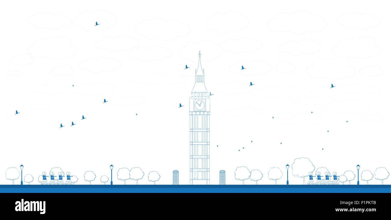 Umriss Big Ben Tower in London. Vektor-illustration Stock Vektor