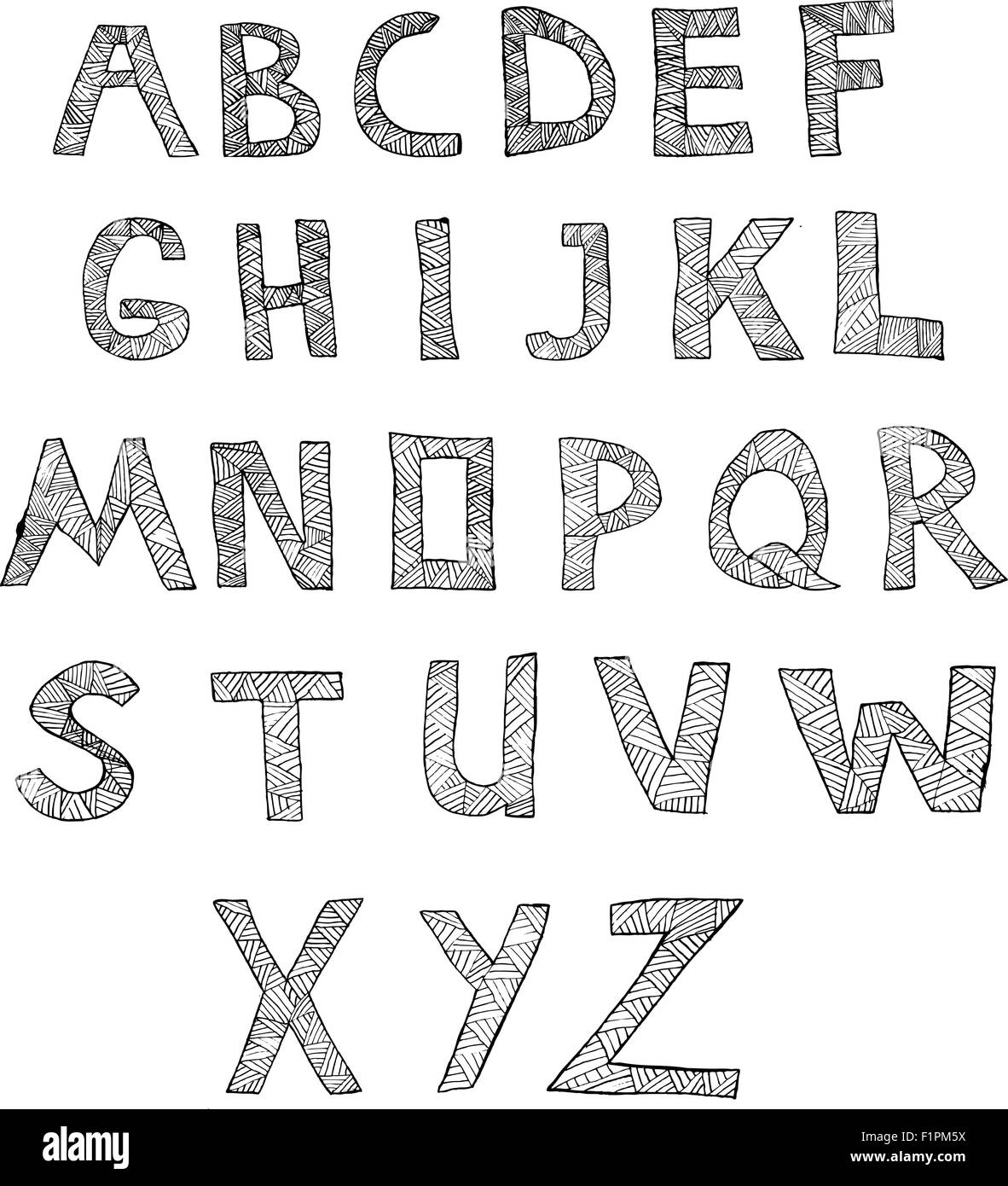 Hand gezeichnet Alphabet Vektor-illustration Stock Vektor