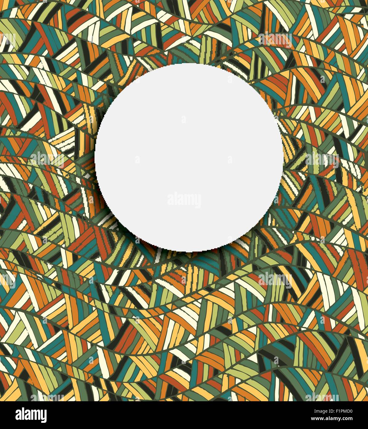 Vintage-Wellenlinie und Dreieck-handgemalte abstrakte bunte Vektormuster mit Textfreiraum Stock Vektor