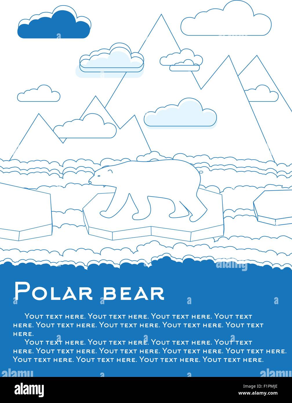 Eisbären auf einer Eisscholle im Ozean Ergebnis der globalen Erwärmung Vektor-Illustration für Zeitschriften oder Zeitungen Stock Vektor