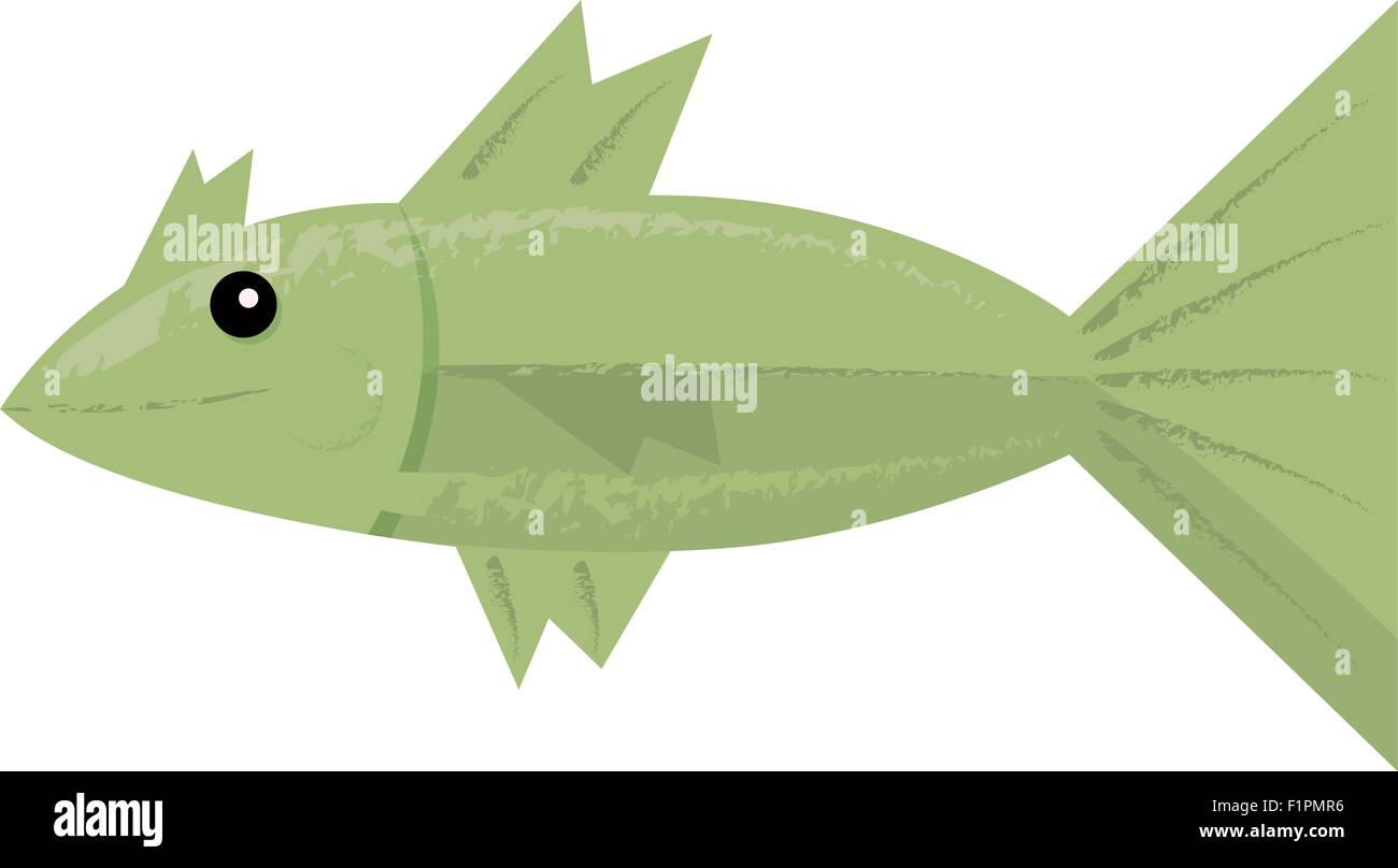 Grüner Fisch isoliert Vektor-illustration Stock Vektor