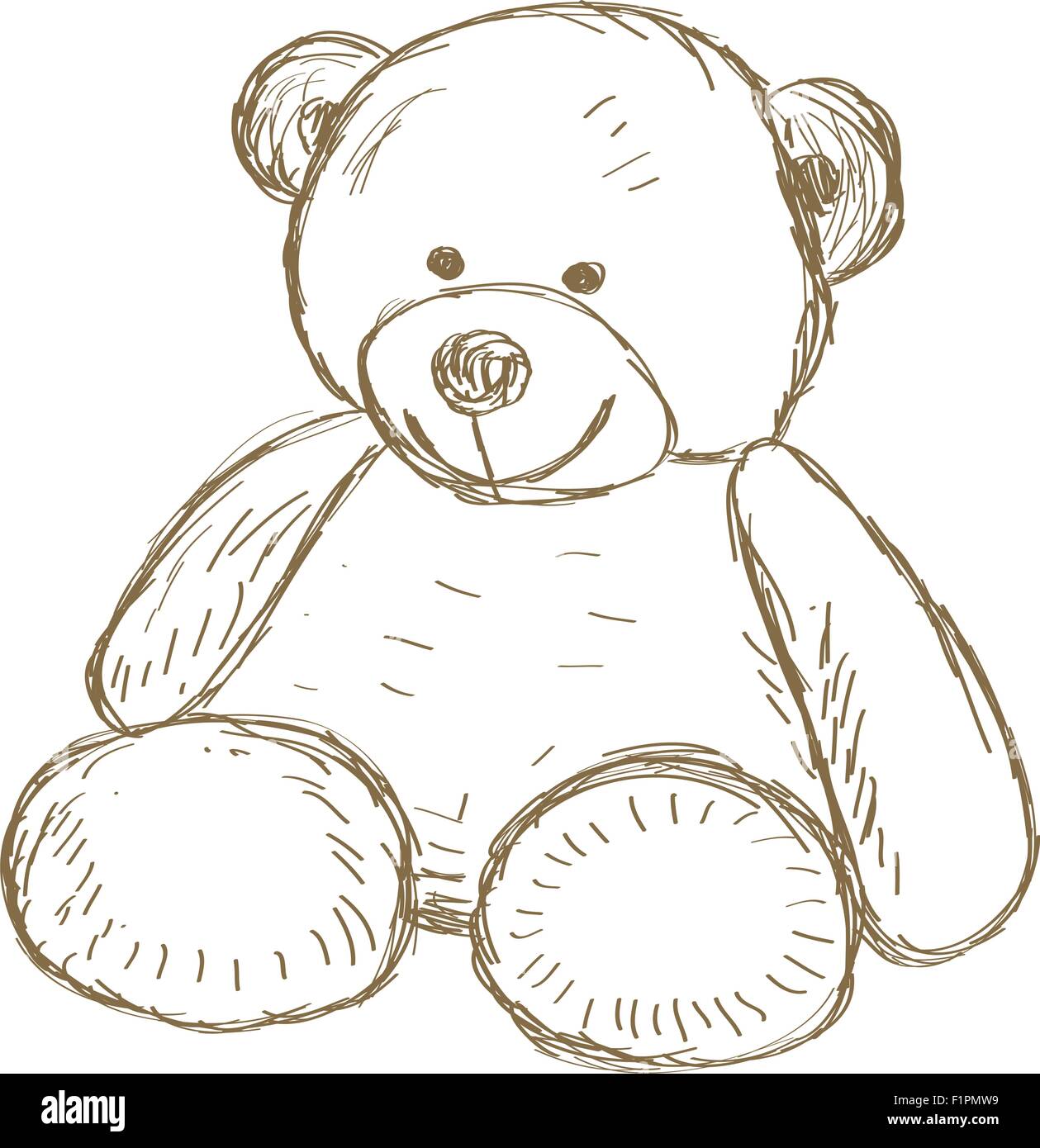 Hand gezeichnet Teddybär doodle Vektor-illustration Stock Vektor