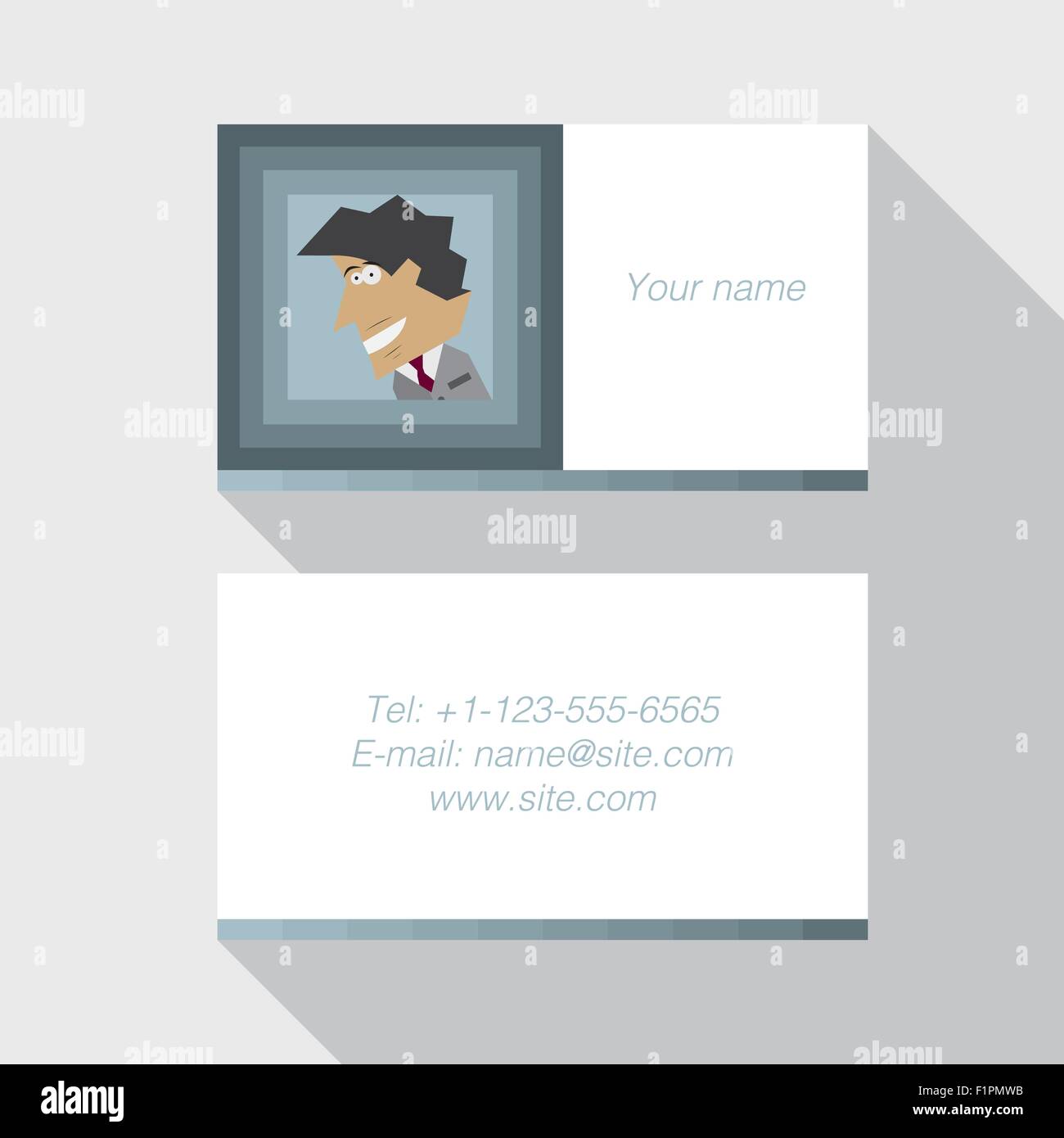 Moderne Visitenkarte Vorlage in blauer Farbe flache Design-Vektor-Illustration Stock Vektor