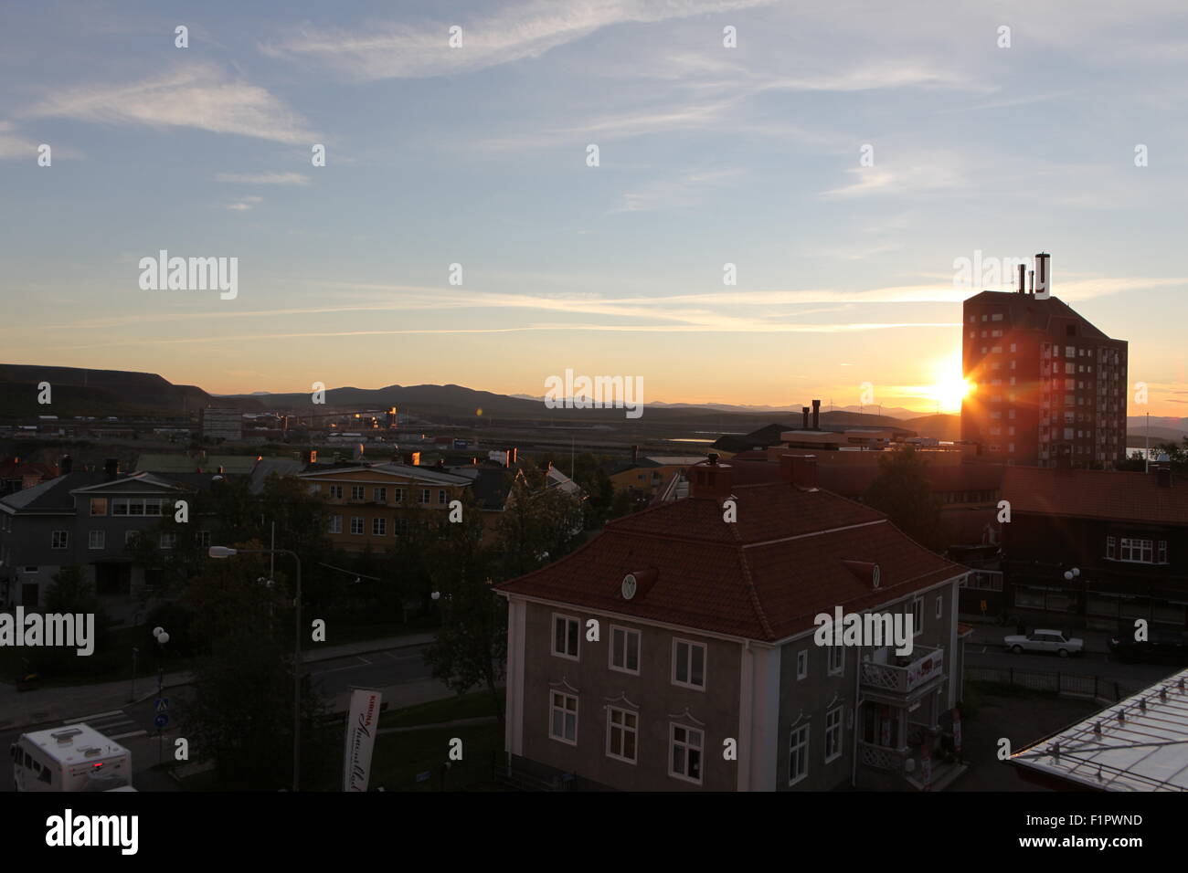 Sonnenuntergang in Kiruna, Schweden, Lappland Stockfoto