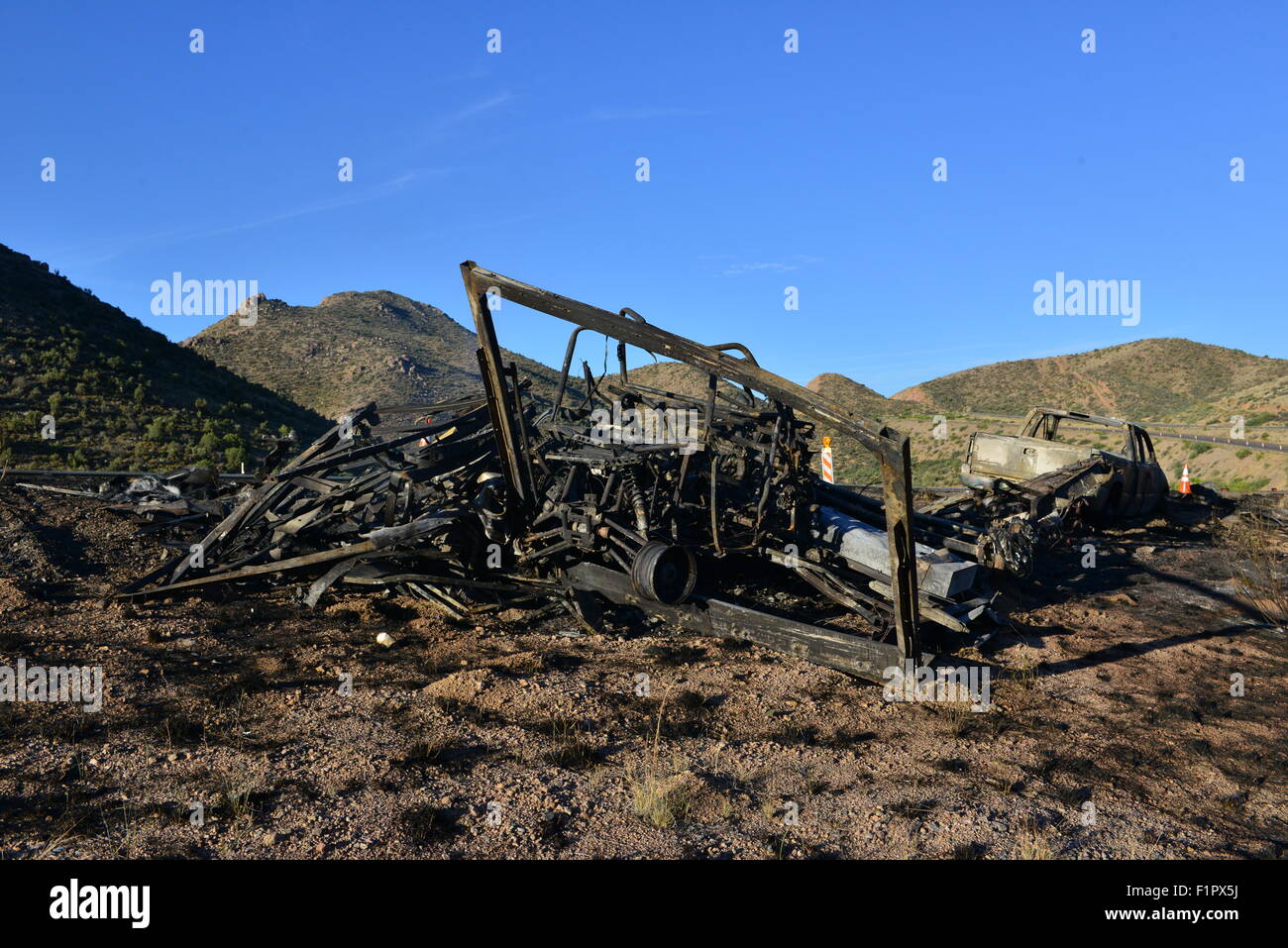 Einem verheerenden Autounfall in der Wüste von Arizona Stockfoto