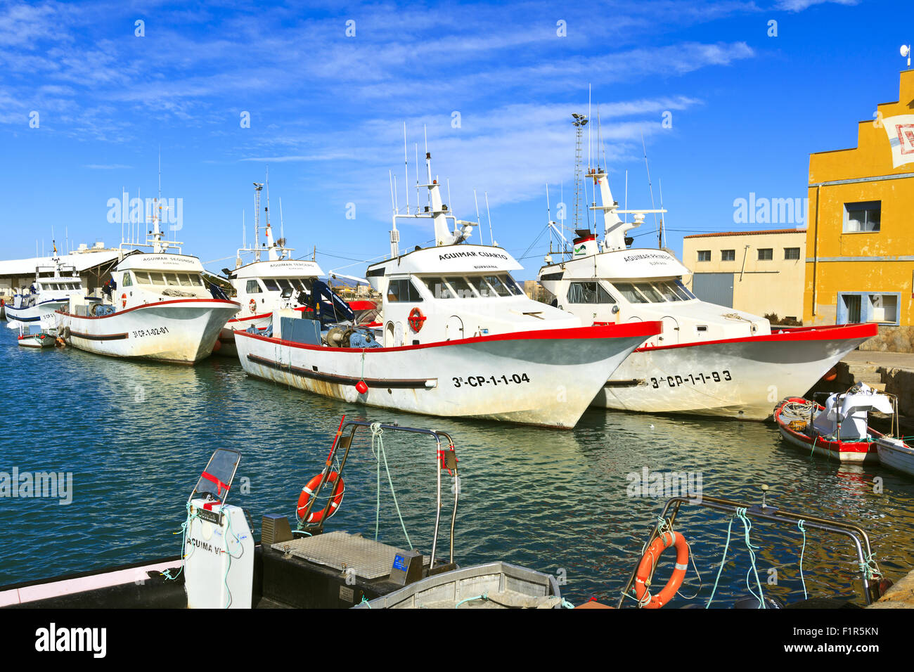 Fischereiflotte in Puerto de Burriana-Spanien Stockfoto