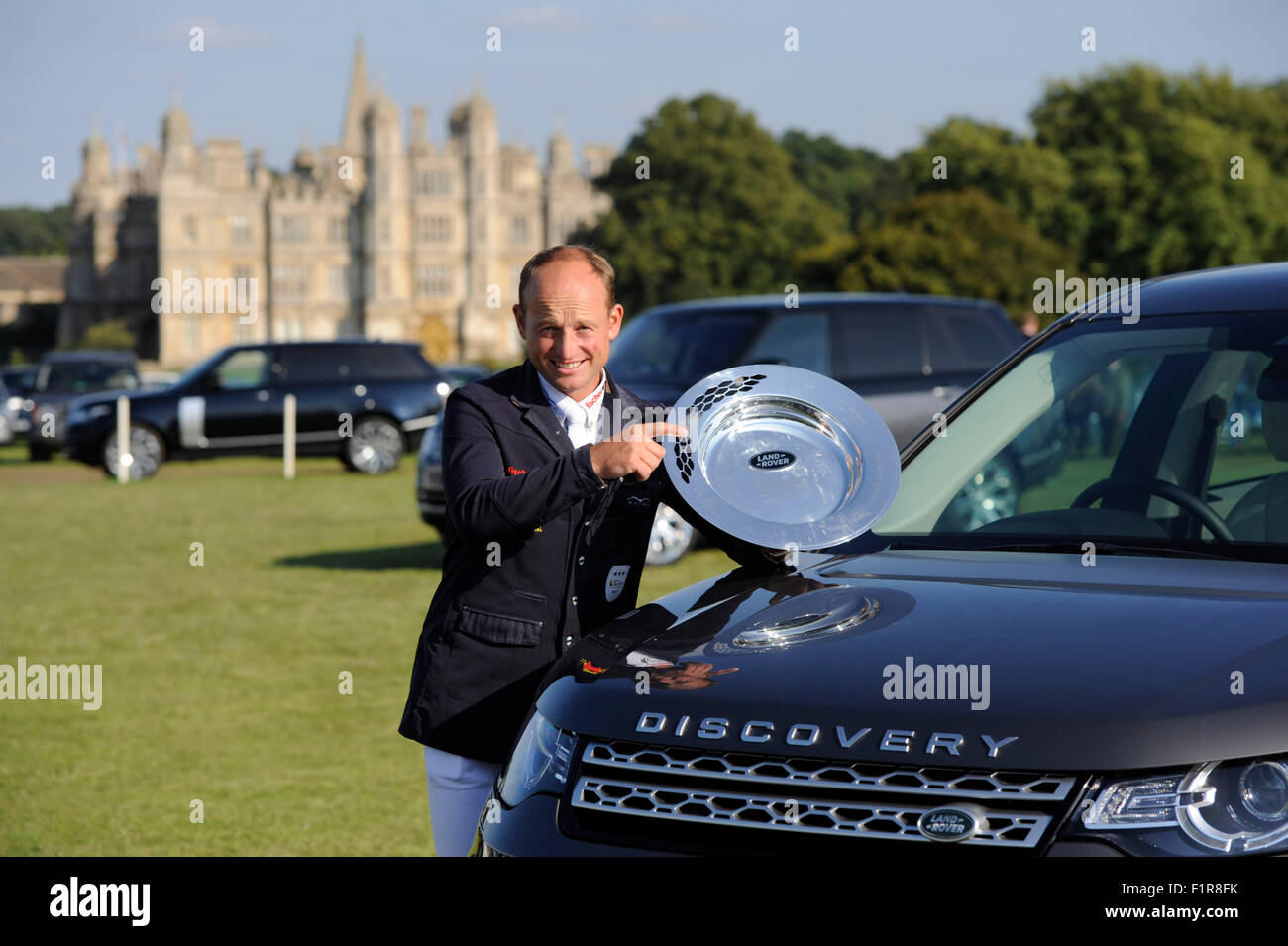 Stamford, UK. 6. September 2015. Der Land Rover Burghley Horse Trials. Michael Jung (GER) Reiten LA BIOSTHETIQUE - SAM FBW nach 2015 Land Rover Burghley Horse Trials zu gewinnen. Der Land Rover Burghley Horse Trials statt 3.-6. September. Bildnachweis: Jonathan Clarke/Alamy Live-Nachrichten Stockfoto