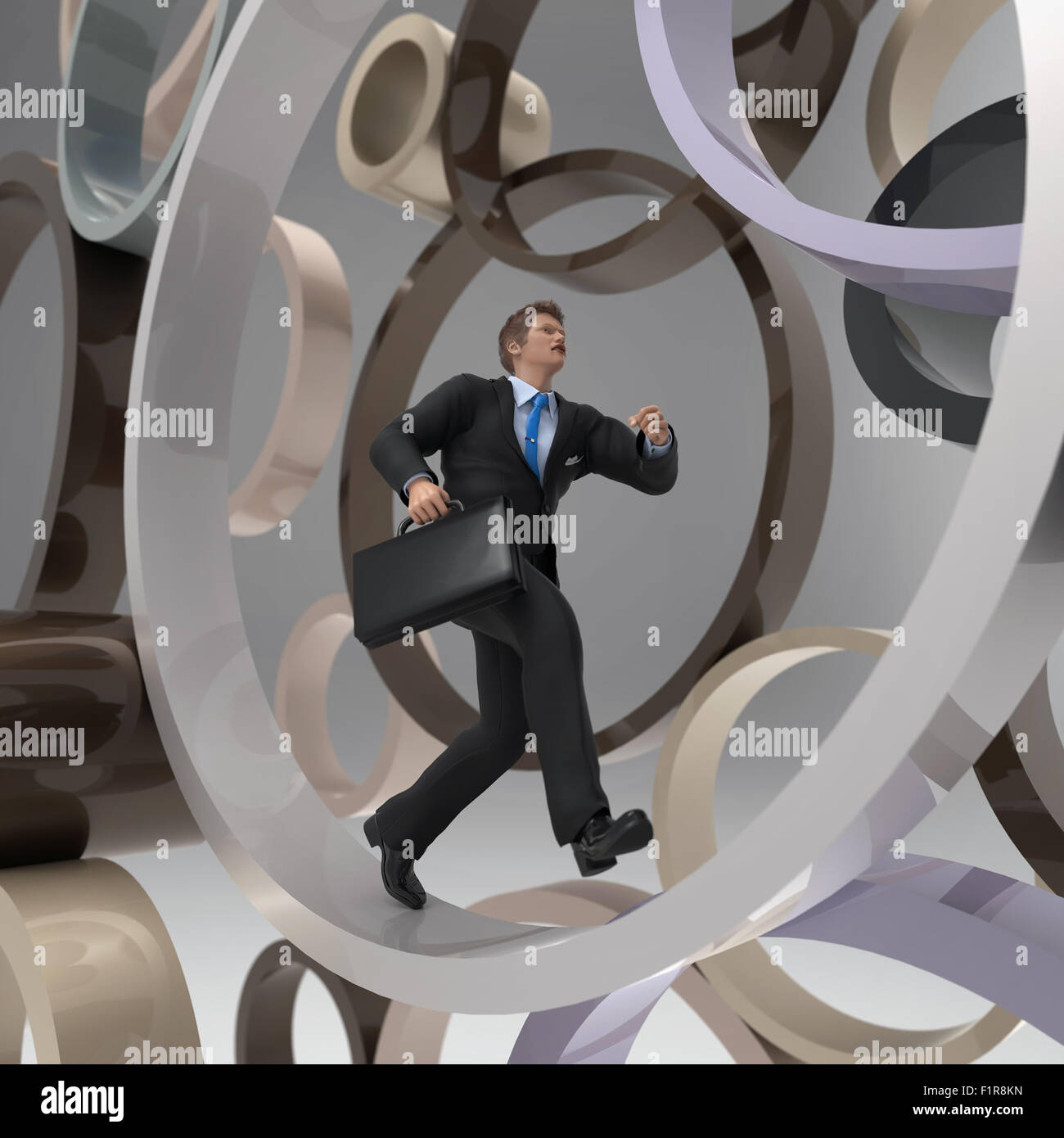 Geschäftsmann, laufen im Kreis Stockfoto