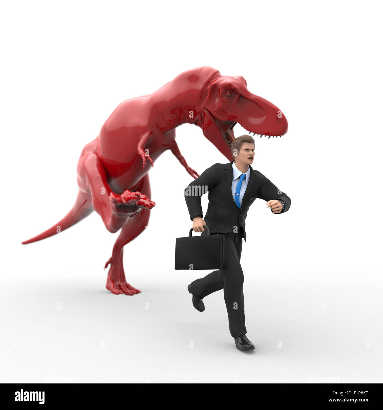 Dinosaurier-Jagd für einen Geschäftsmann Stockfoto